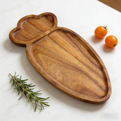 Large Shallow Tray, Solid Wood Serving Platter | Suitable For Cheese, Desserts, Snacks, Bread And Fruits | Decorative Tray For Coffee Tables, Kitchen Countertops And Home Decor