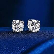 MDFUN Bộ khuyên tai đính đá Cubic Zirconia tròn trong suốt, mạ vàng trắng 18K, kiểu dáng ombre, 4 chấu, kích thước 3-7mm, không gây dị ứng, phù hợp cho cả nam và nữ. - trắng - Xem 8