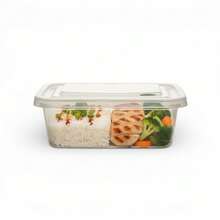 Kit 3 Pote Marmita Fit 420ml Retangular - Pote para Alimentos Reutilizável com Tampa Transparente - BPA Free - Vasilha Transparente Para Levar Almoço ao Trabalho e Faculdade - Pote Hermético Reutilizável BPA Free para Micro-ondas e Freezer - Vasilha Transparente - Visão 4