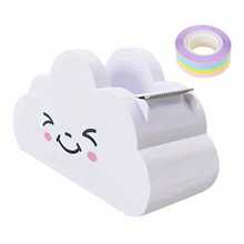 Cloud-Shaped Tape Dispenser, Desktop Tape Dispenser, Office Desktop Tape Dispenser Cutter, With Rainbow Tape Roll, For Home Office, School Supplies, Tape Roll Dispenser - Sets - View 5