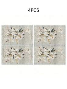 1pc Spring White Floral Print Table Runner - Polyester Woven Rectangular Dust-Proof And Wipeable Tablecloth For Home Party Decor, Aesthetic Room Decoration, Lily Design - Multicolor - View 21