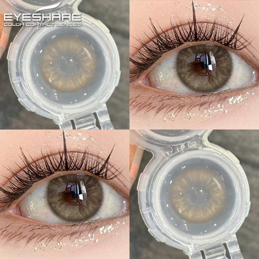 EYESHARE 1 Paio di Lenti a Contatto Colorate Naturali Grigie, Marroni, Blu, Verde, Diametro di 14,5 mm, Monouso Annuali, Adatte per Uso Quotidiano o Eventi Festivi