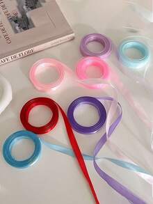 2米长1厘米宽红色蝴蝶结发带，马尾辫发圈，发绳发圈 - 彩色 - 查看 5