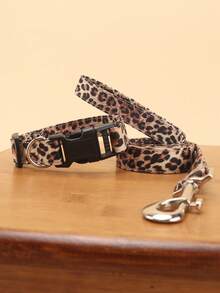 1 Set Leopard Print Pet Collar + Leash 2pcs, Durable & Comfortable For Small/Medium Dogs & Cats, Suitable For Daily Outdoor Use - Multicolor - View 11