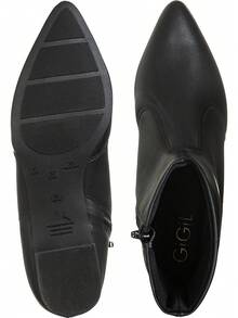 Women's Ankle Boot With Low Block Heel And Pointed Toe - Classic Casual Fashion Style - GiGiL - Black - View 4