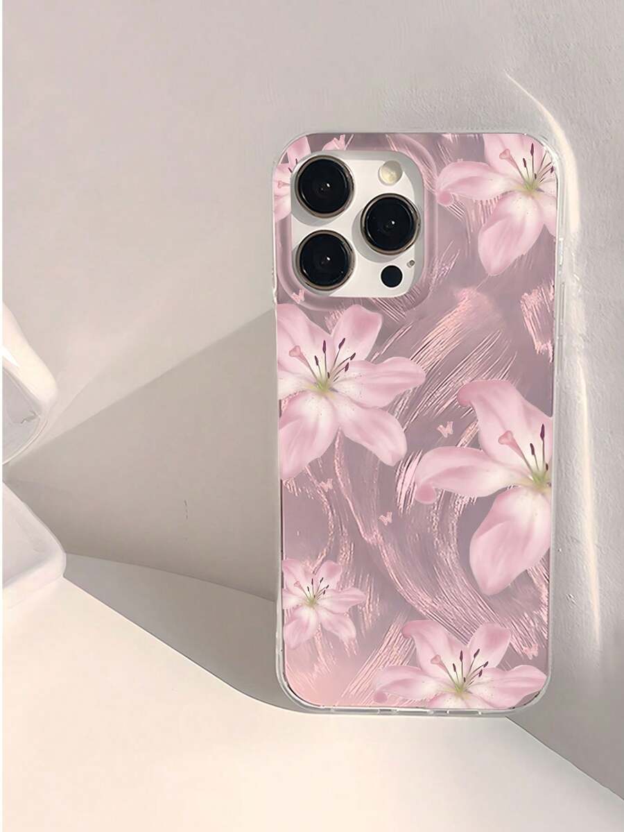 1 chiếc ốp lưng điện thoại thời trang màu hồng họa tiết hoa ghép mảnh, chống thấm nước, chống bám vân tay, chống trầy xước, trong suốt, chất liệu IMD mềm mại, bóng mượt. - Nhiều màu - Xem 1