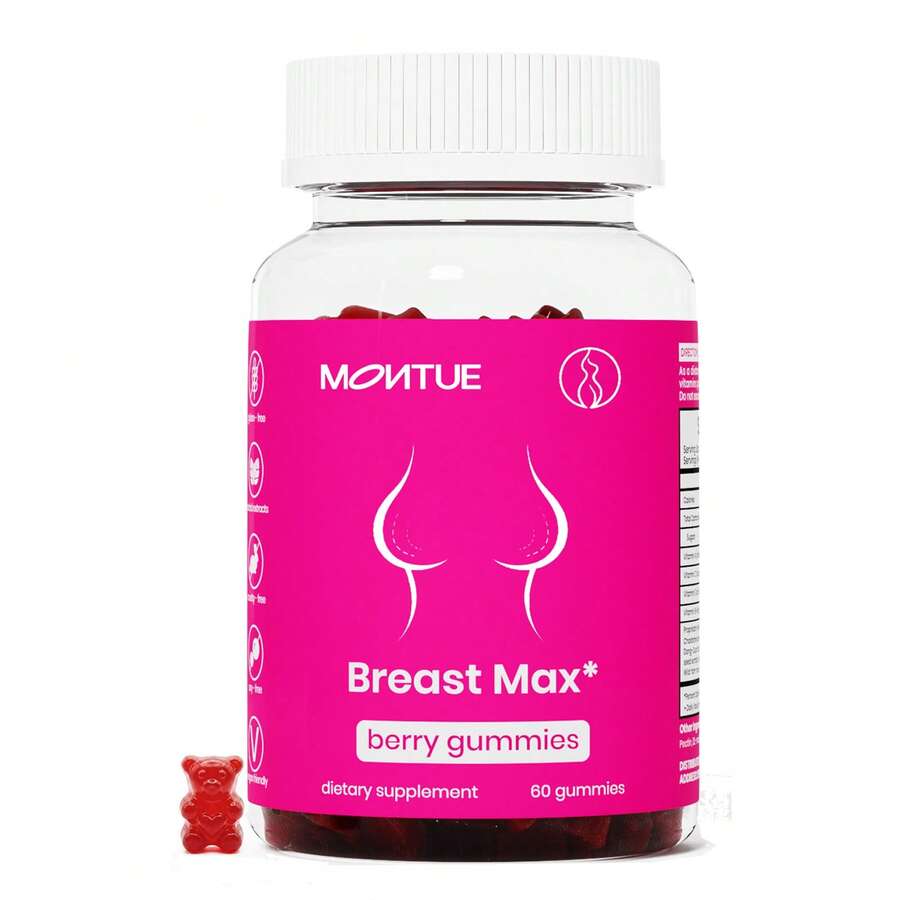 MONTUE Breast Max & Butt Boost Pack Gummies For Women | Workout Aid | Fitness Supplement | 9 Herbal Extracts | Essential Vitamins| Berry Flavor Gummy Bears, Bbl Gummies, Uno,Probióticos Originales, Gummies For Women - màu đỏ - Xem 1