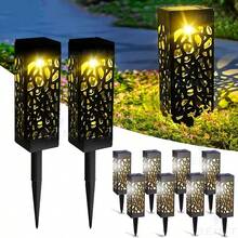 20/12/10/8/6PCS Solar Retro Hollow Garden Floor Lamp, Outdoor Path Light, Automatic LED Halloween Christmas Decoration Landscape Light, Suitable For Yard, Garden, Path, Lawn, Street, Party Holiday Decoration.Local Warehouse Halloween Decor. - Solar Retro Hollow Garden Floor Lamp - 查看 7