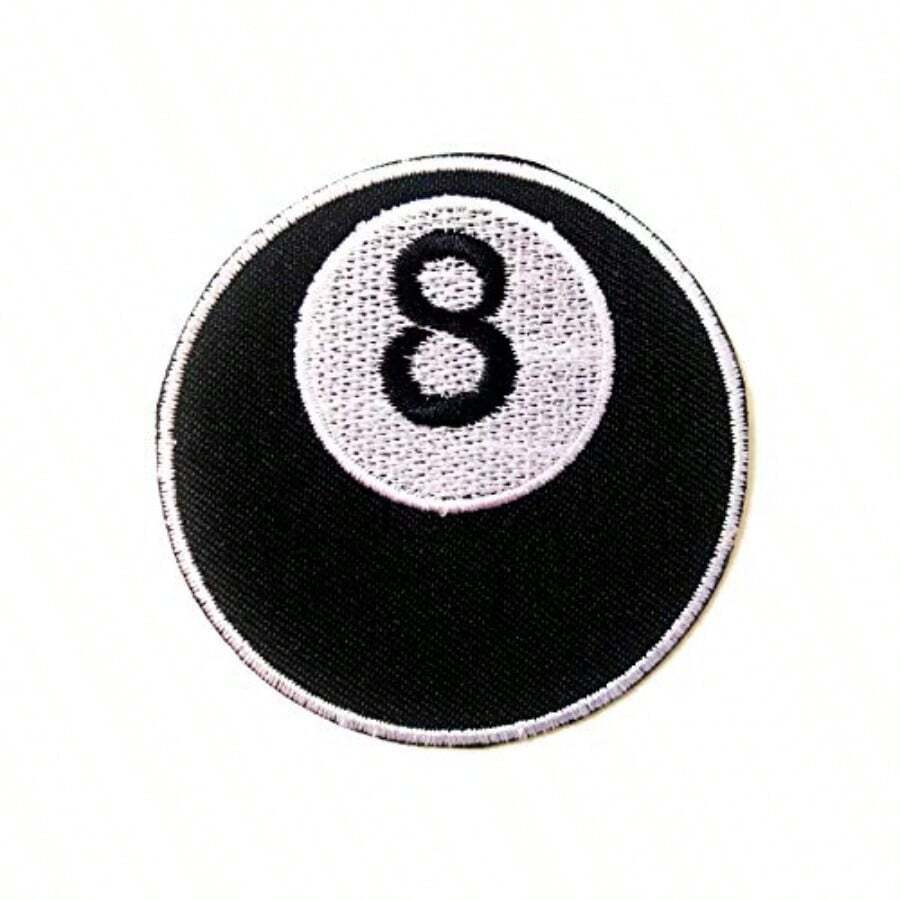 TH Eight 8 Ball Billiards Pool Emblem Badge Patch Biker Motorcycle Logo Patches Sew Iron On Embroidered Applique Badge Sign Patch Clothing Costume - Black - View 1