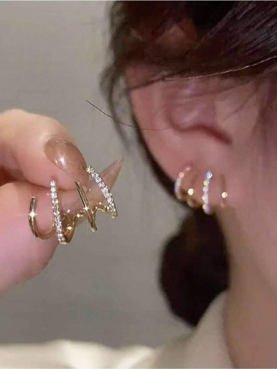Bright Golden Elegant Gift Earrings For Dates Weddings Parties - Versatile Decorative Jewelry - Vàng - Xem 1