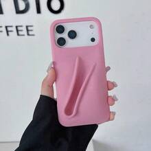 1-Piece Silicone Phone Case With Lip Gloss Holder For IPhone 17 Pro Max 16/15/14 Pro, Soft Touch Matte Back Cover, Shockproof & Anti-Fingerprint Protective Case - Ruy-băng - Xem 6