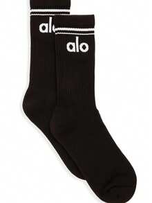 Alo Yoga Alo Unisex Throwback Sock - 黑與白 - 查看 1