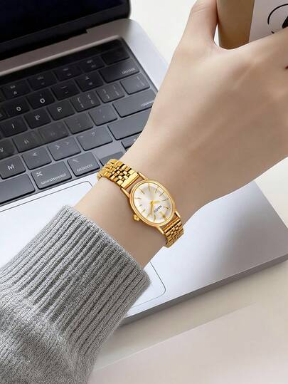 1 件女士优雅小巧休闲腕表，适合日常佩戴