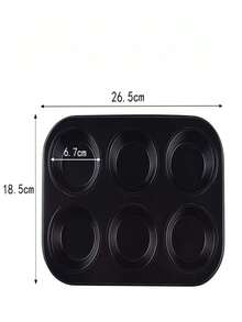 6/12-Cup Carbon Steel Muffin Pan, Non-Stick Cupcake Baking Tray, Household Pudding & Baking Tool - Black - View 8
