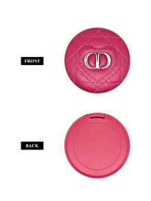 Dior Gương trang điểm cầm tay tròn họa tiết trái tim kẻ caro màu hồng nhạt, phong cách Y2K, gương trang điểm di động, trang điểm hàng ngày, quà tặng cho bạn gái, món quà gương trang điểm thiết yếu. - Màu Hồng Tươi - Xem 5