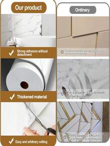 1 Roll 15.7" X 118" Black & White Marble Pattern PVC Wall Sticker, Thick Roll, Suitable For Living Room And Bathroom, Decorative Backsplash, Removable, Waterproof Grey Marble Wallpaper, Ideal For Rental And Home Decor - Multicolor - View 9