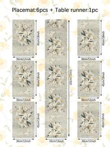 1pc Spring White Floral Print Table Runner - Polyester Woven Rectangular Dust-Proof And Wipeable Tablecloth For Home Party Decor, Aesthetic Room Decoration, Lily Design - Multicolor - View 22