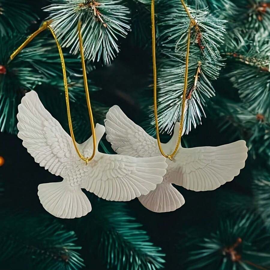 1pc Hot-Selling Peace Dove Style Realistic Pendant Sculpture, Creative Home Decoration, Courtyard Creative Simulation - 1件 白色 - 查看 1