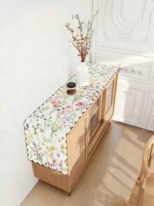 1 pieza Camino de mesa con estampado de olas florales acuarela, adecuado para primavera/verano, Pascua, decoración de mesa de cocina y comedor del hogar - Multicolor - Ver 8