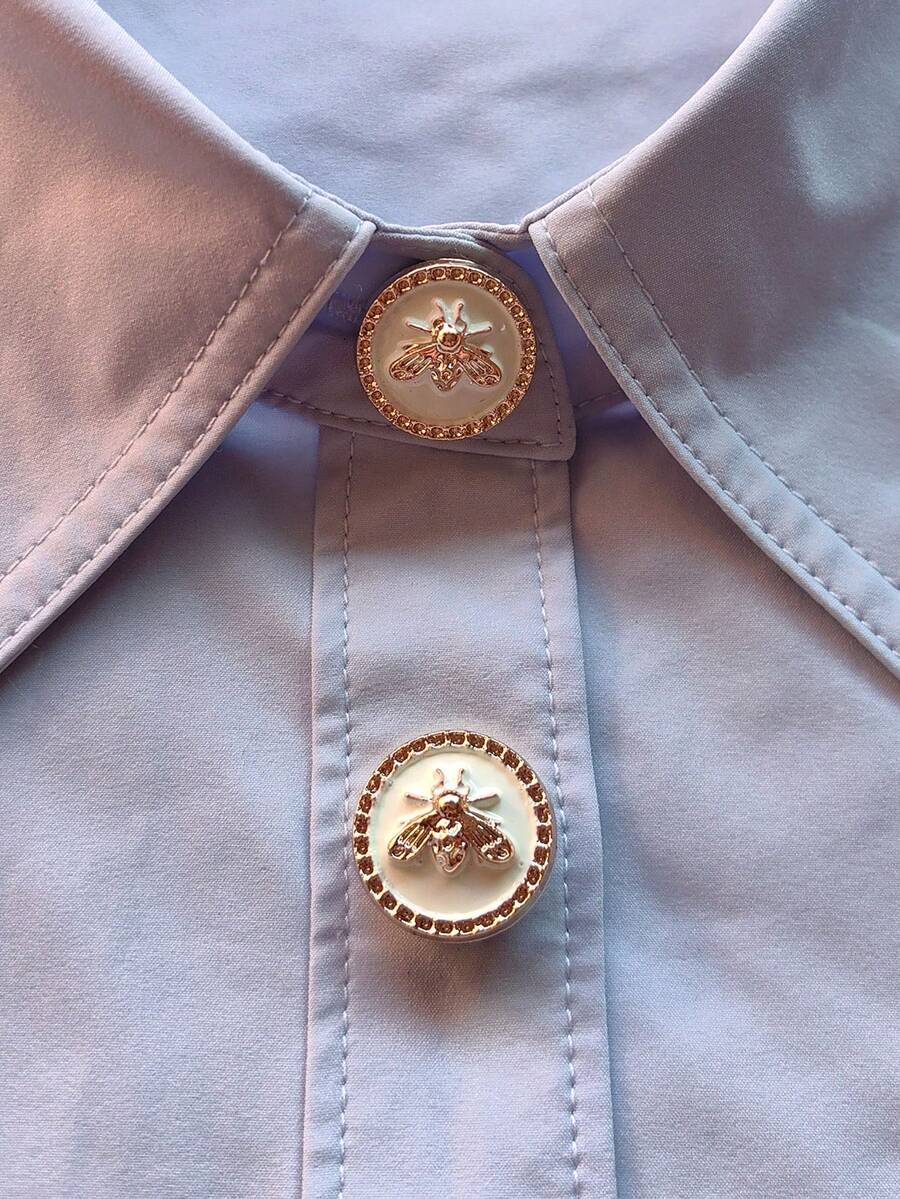 1pc/2pcs Elegant Floral Geometric Button Decor, Shirt Button Cover Clip-On Button Decor, Fashionable Crystal Cufflink Decor, Suitable For Tuxedo And Wedding Dress Decoration - White - View 1