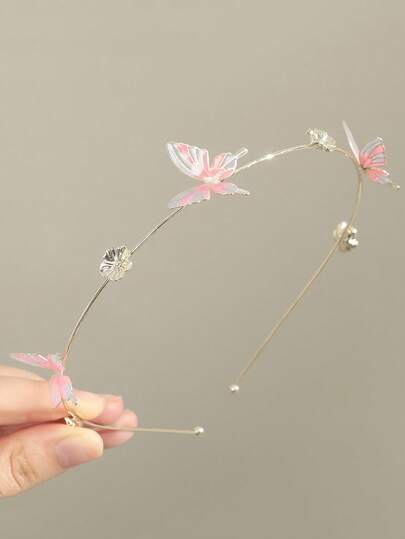 1pc Bohemian Butterfly & Flower Headband, Delicate & Lively Butterfly Hair Accessory Suitable For Graduation, Prom, Date Night And Elegant Daily Wear