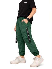 Set Of 3 Boys' Jogger Cargo Pants (Sizes 6-16) - BLACK-bEIGE-gREEN - View 4