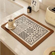 1片装咖啡垫 - 遮盖污渍，适用于厨房台面、咖啡吧、碗碟晾干架，兼容咖啡机、法压壶、意式咖啡机 - 米粽色 - 查看 16