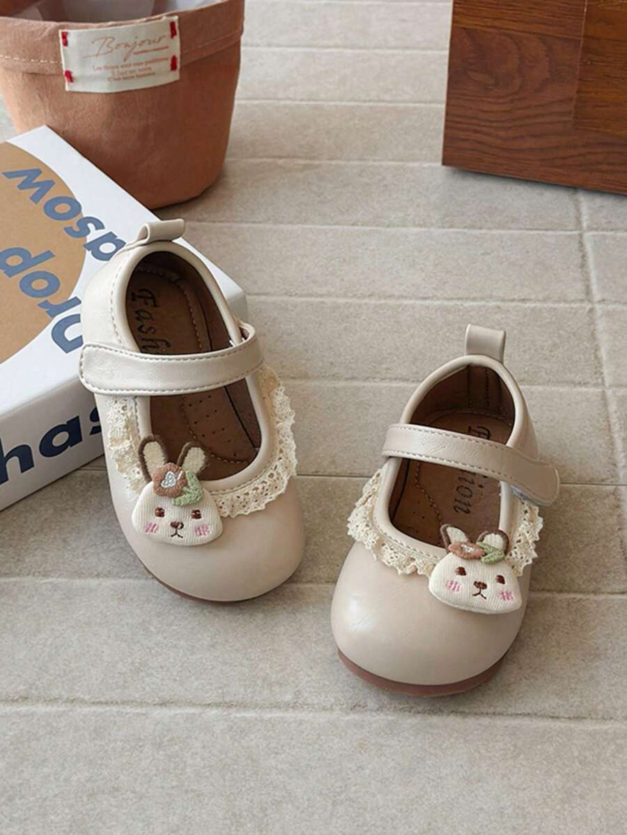 Giày công chúa cho bé gái, giày Mary Jane thời trang xuân/thu mới, giày casual cho trẻ em, giày da nhỏ xinh xắn đế mềm chống trơn trượt họa tiết hoạt hình. - Màu be - Xem 1