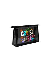 2pcs/Set Large Capacity Mesh Bag Set,Print "Cruise Life" In Color Font , Paired With Cute Beach Scenes, Mesh Beach Bag Tote Bag ,Mesh Cosmetic Storage Bag,Foldable Swim Large Capacity Beach Bag Waterproof Sandproof,Letter Decor Mesh Beach Tote Women Shoulder Handbag,Personalized Gift Bag, Suitable For Commuting, Shopping, Vacation, And Daily Leisure Use, The Perfect Gift To Give To Friends - Multicolor - View 7