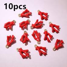 10 piezas de 16x10x5mm Colgantes de coral esmaltado 3D de aleación metálica para hacer joyas DIY, accesorios para pulseras, aretes, collares - coral - Ver 9
