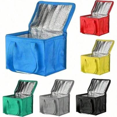 1个装 - 可折叠保温外卖袋，结实耐用的大号购物手提袋，带拉链封口，适合旅行时携带冷热食物（不与食物直接接触）