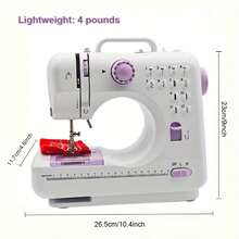 1pc Mini Portable Electric Sewing Machine, Multi-Functional Household Sewing Machine, Adjustable Speed, 12 Stitches Patterns Suitable For Parents, Beginners, Hobbyists, Lightweight And Easy To Carry, Can Be Used Indoors Or Outdoors, Battery-Operated, Includes Main Unit, Power Adapter, Instruction Manual - Multicolor - View 5