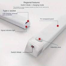 1 件 LED 智能运动传感器长棒小夜灯,超薄无线橱柜灯,壁灯,USB 可充电磁性灯,适用于厨柜、楼梯、走廊、衣柜、户外、圣诞节、感恩节礼物 - 白色 - 查看 5