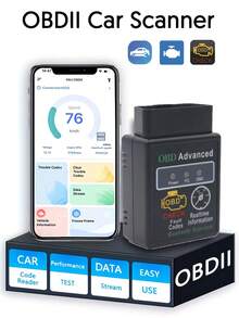 OBD2 藍牙汽車診斷掃描儀，兼容 1996 年後所有 OBDII 協議車輛，具備 I/M 準備檢查、電池測試、性能測試、故障碼讀取與清除、即時數據分析、引擎狀態分析等多項功能，兼容 iOS/Android 系統，適用多種應用場景，情人節禮物首選 - 黑色的 - 查看 2