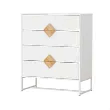 Solid wood special shape square handle design with 4 drawers bedroom furniture dressers - Weiss - Übersicht 7
