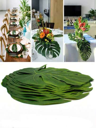 6PCS Artificial Tropical Palm Leaves Jungle Party Decoration Safari Animal S Summer Hawaiian Wedding Birthday Party Home Table Decor