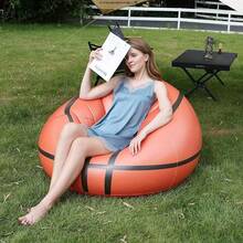 1pc Inflatable Soccer Ball Bean Bag Sofa World Cup Season Essentials! Creative Soccer Ball Sofa, Perfect For Game Day Viewing- Portable Air-Filled PVC Lazy Bed/Lounger With Soccer Ball Design, No Assembly, Lightweight For Camping, Beach, /Outdoor Use - & Inflatable Furniture (Multicolor) - Multicolor - View 4