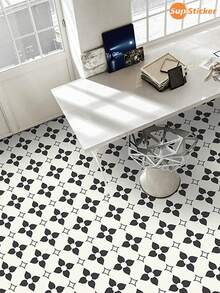 SUPSTICKER 12PCS Moroccan Tile Look Floor Stickers, Peel And Stick Waterproof Removable PVC Decals For Kitchen, Laundry Room, Entryway, 4 Styles - Multicolor - View 8