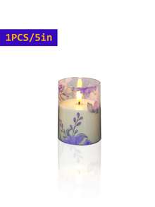 3件套无焰蜡烛灯，带遥控器/定时器，电池供电，紫色花卉图案杯状蜡烛，适用于桌面摆设，可用于圣诞节、万圣节、情人节、母亲节、送礼、生日、求婚、婚礼、餐桌、派对、节日氛围装饰。 - 紫羅蘭 - 查看 16
