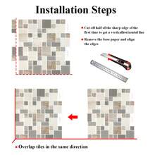 WoStick 10 Inch X 10 Inch Waterproof Textured Vinyl DIY Wallpaper, Self-Adhesive Square Tile Stickers, Suitable For Home Decor - Marble Cube Sugar - View 9