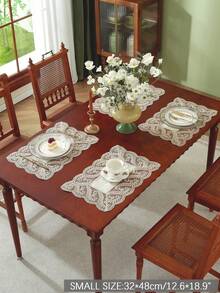 ABEST6522 Home&Living store 100% Polyester Fabric, Delicate Water-Soluble Embroidered Lace Trim, Kitchen Dining Table Runner, Placemats, Cabinet Scarf, Home Decor, Family Gathering, Holiday Decoration, Indoor Outdoor Party Wedding Decorations, 1pc Table Runner - Khaki - View 10