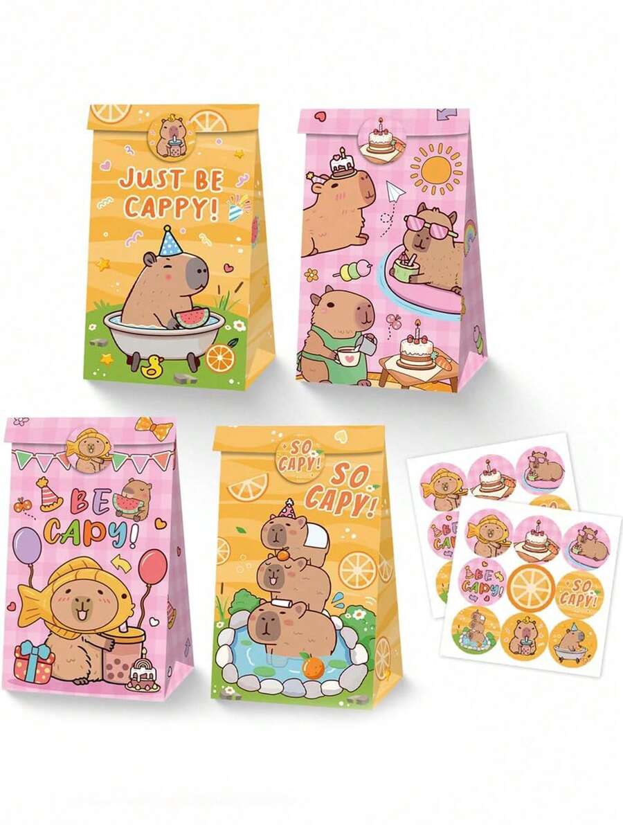 Bộ 24/12 túi quà sinh nhật hình chuột lang nước kèm sticker, túi đựng kẹo dễ thương kiểu Kawaii cho tiệc chủ đề chuột lang nước, quà tặng cho trẻ em, tiệc mừng em bé, phần thưởng trong lớp học. - Nhiều màu - Xem 1