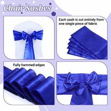 10pcs Satin Ribbon Chair Bows, Universal Chair Sash Bows For Wedding, Party, Reception, Event, Hotel - Royal Blue - View 3