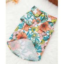 Hawaiian Style Dog Shirt, Small Breed Poodle Teddy Beach Vacation Breathable Short Sleeve Top, Spring/Summer Lightweight - Blue and White - View 8