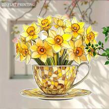 2D Flat Acrylic Airplane Decor, Narcissus Flower, Decorative Sculpture And Ornament, Spring Decoration, Outdoor Garden Decor, Home Decor, Window Decor, Perfect Holiday Gift For Family And Friends - A - View 1