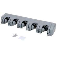Soporte de plástico para fregona, gancho para escoba montado en la pared, estante de almacenamiento multifuncional para escoba de 3/4/5 posiciones, organizador de baño - 3 y 4 Blanco - Ver 9