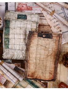 30 piezas/paquete Material de papel retro a cuadros Planificador de horario Papel para scrapbooking para suministros de diario, papel decorativo para manualidades de diarios chatarra - multicolor - Ver 3