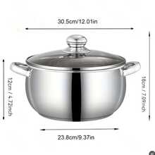 LOVEWE Heavy-Duty Stainless Steel Deep Stock Pot With Lid, Induction Compatible Cookware For Pasta/Soup/Canning – Silver - View 8