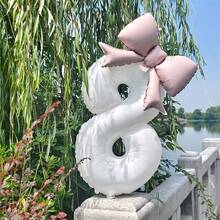 1个32英寸白色数字铝箔气球，适用于一周岁生日派对、周年纪念、节日、服装道具 - 白色 - 查看 24