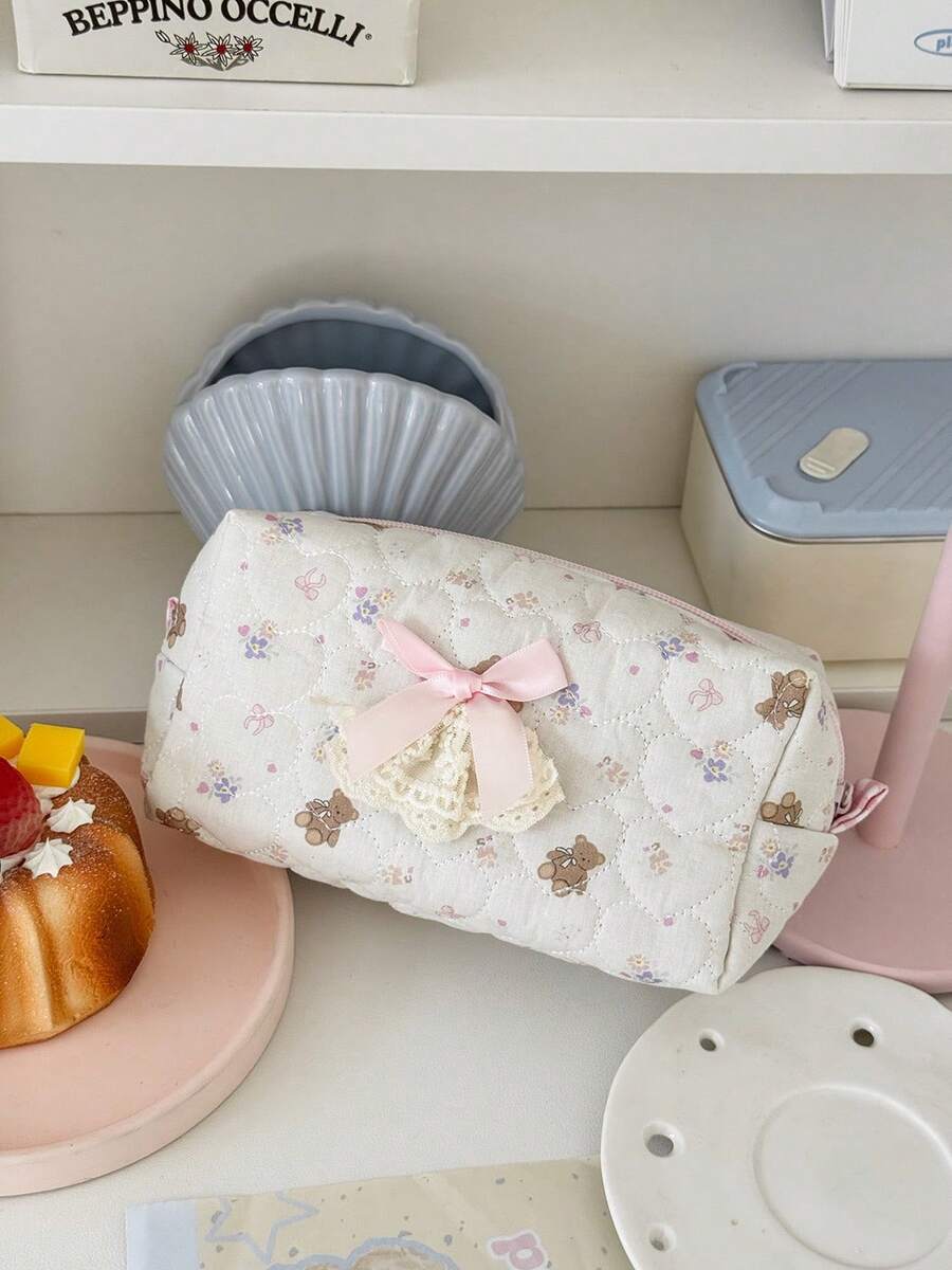 1 túi đựng đồ hình gấu bông dễ thương, kiểu dáng Ins mới, chất lượng cao, dung tích lớn, dùng để đựng văn phòng phẩm cho học sinh. - hộp đựng bút chì - Xem 1